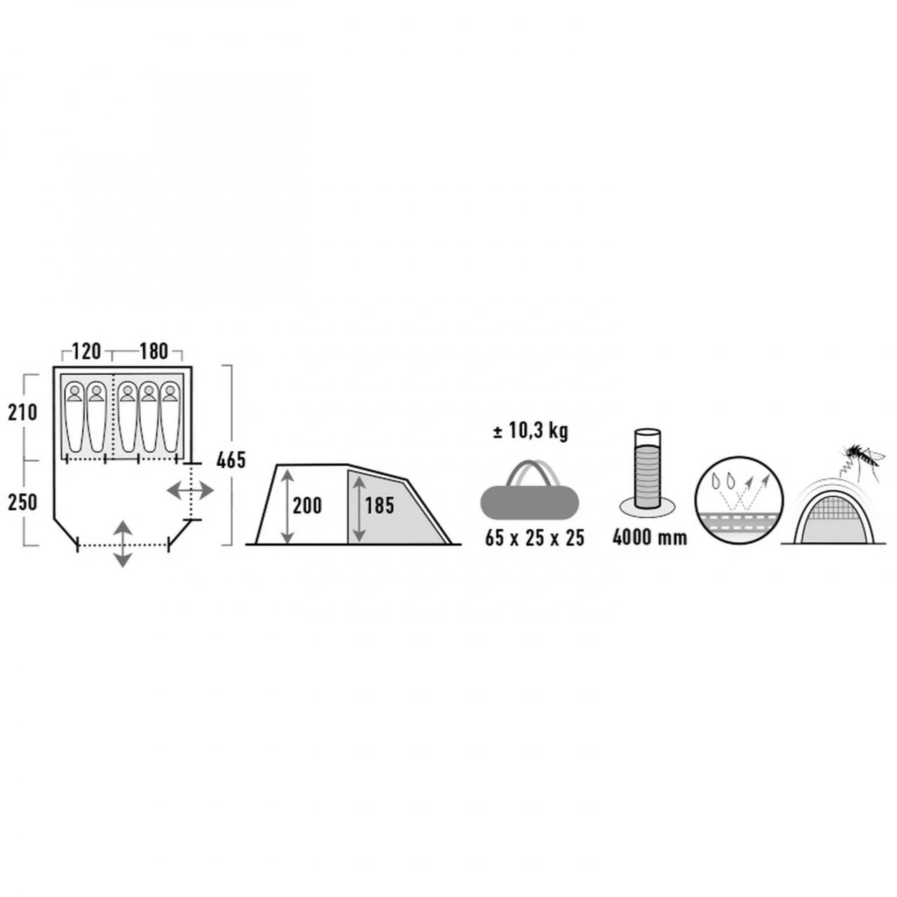High Peak Ancona 5.0 Familienzelt 2 High Peak Ancona 5.0 Familienzelt – Bild 2